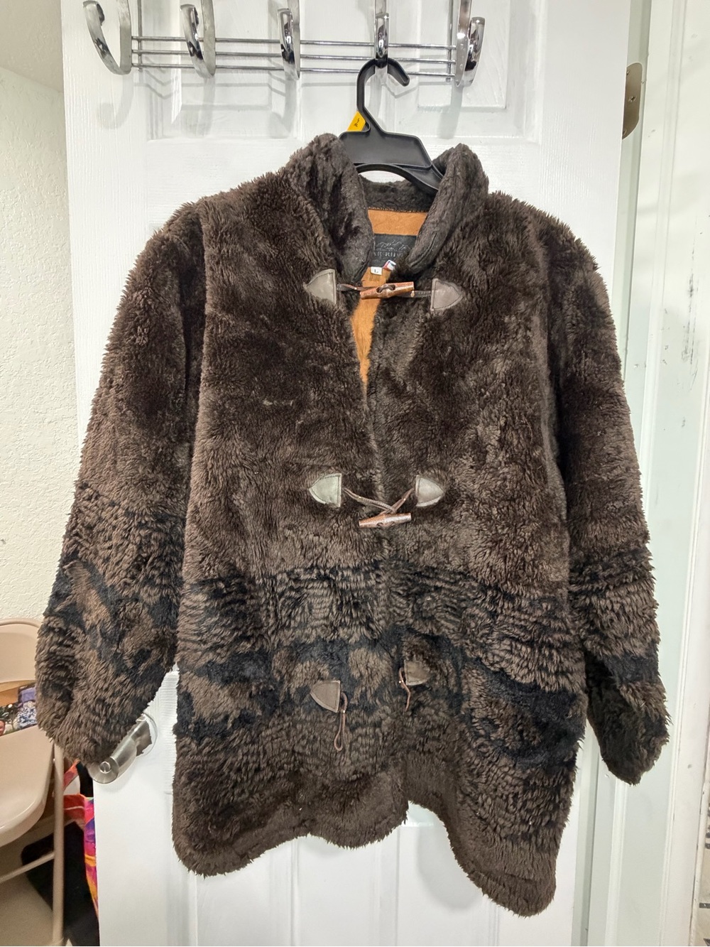 Vintage Bear Ridge Faux fur toggle coat  Made in USA L